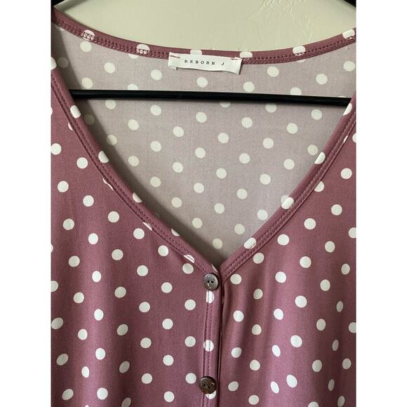 Polka Dot Button Up With Flutter Sleeves Blouse - Picture 3 of 3